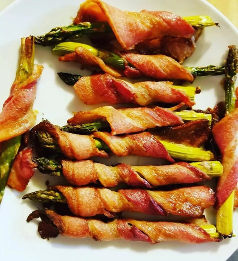 Bacon Wrapped Asparagus with Maple Jalapeño Blend